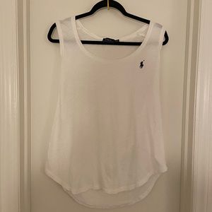 Polo Ralph Lauren White Scoop Flowy Logo Tank Top